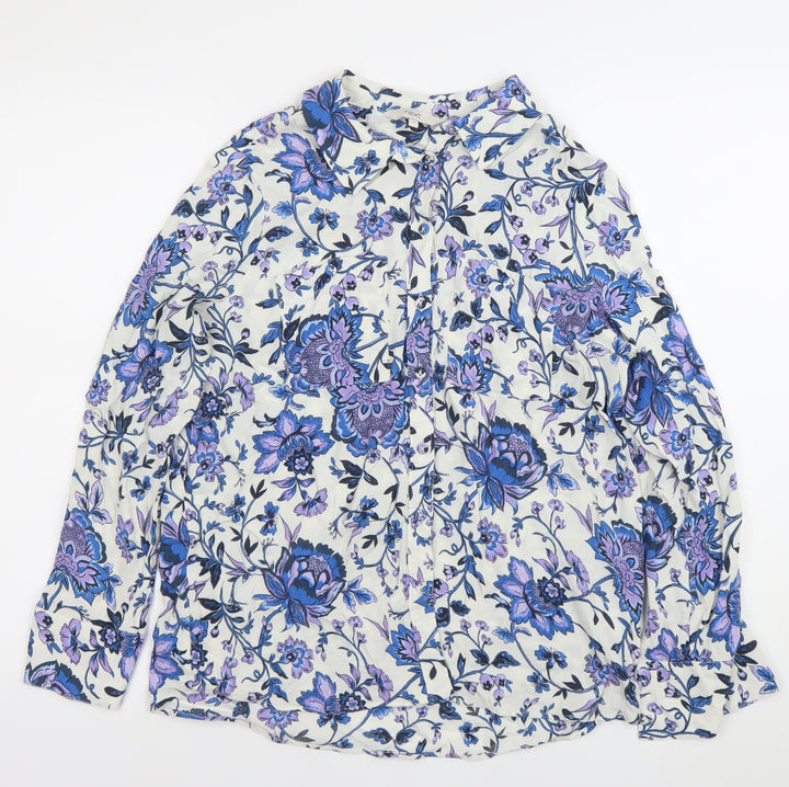 Next Women’s Multicoloured Floral Viscose Blouse UK 12 Long Sleeve