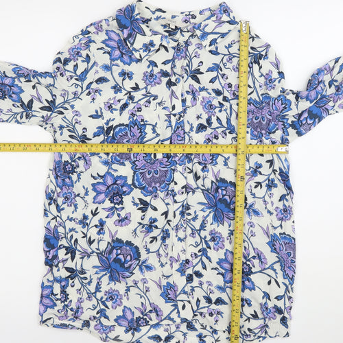 Next Women’s Multicoloured Floral Viscose Blouse UK 12 Long Sleeve