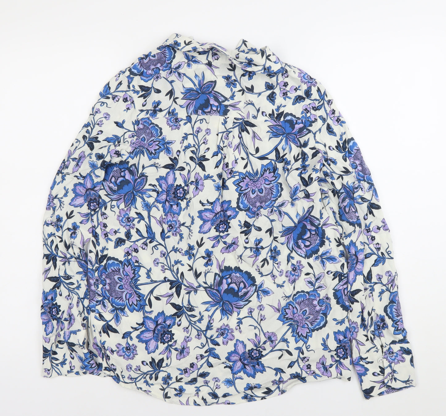 Next Women’s Multicoloured Floral Viscose Blouse UK 12 Long Sleeve