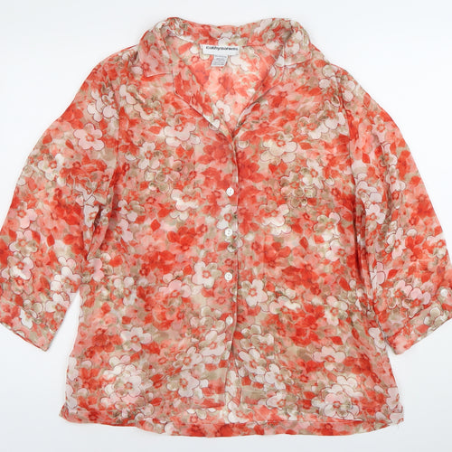 Cathy Daniels Womens Multicoloured Floral Blouse M Lightweight 3/4 Sleeve