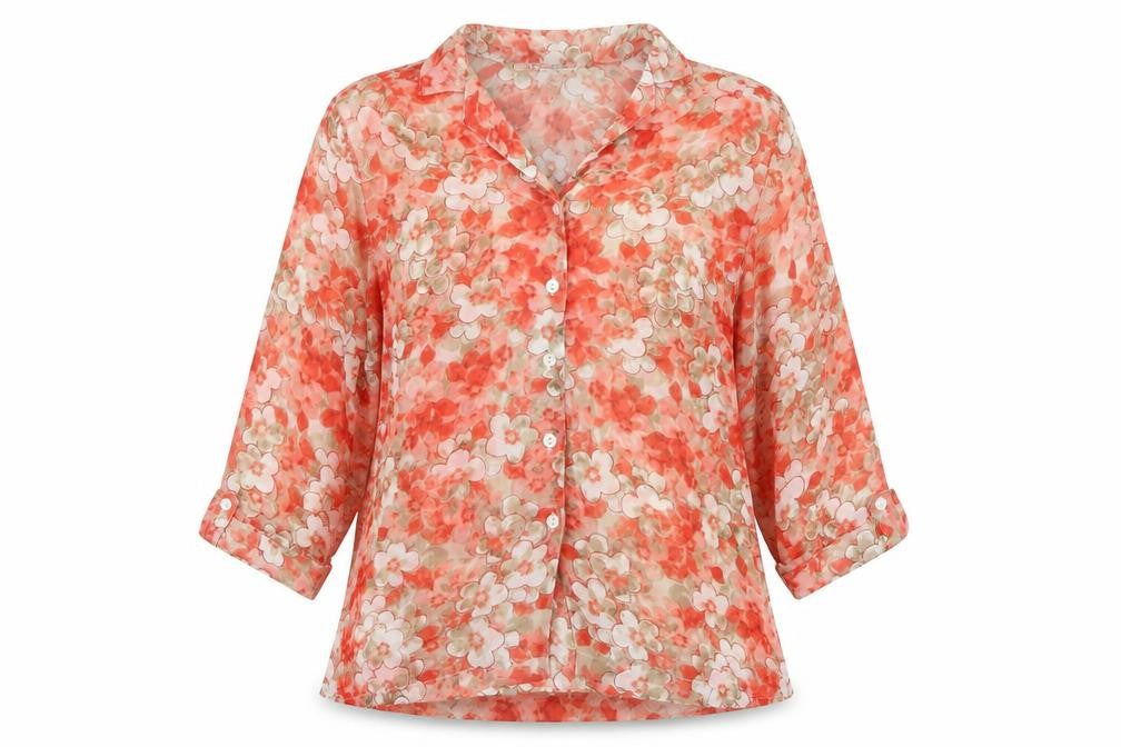 Cathy Daniels Womens Multicoloured Floral Blouse M Lightweight 3/4 Sleeve