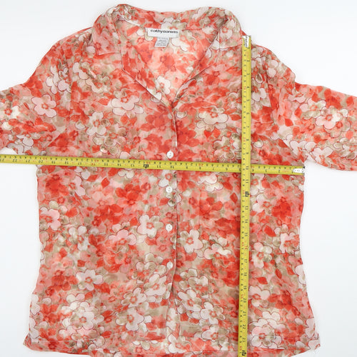 Cathy Daniels Womens Multicoloured Floral Blouse M Lightweight 3/4 Sleeve