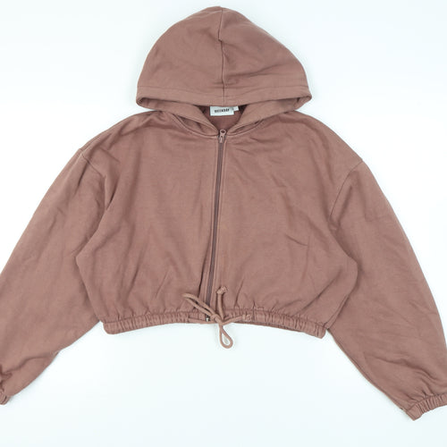 Weekday Women Brown Full Zip Hoodie Size S Cotton Blend Casual