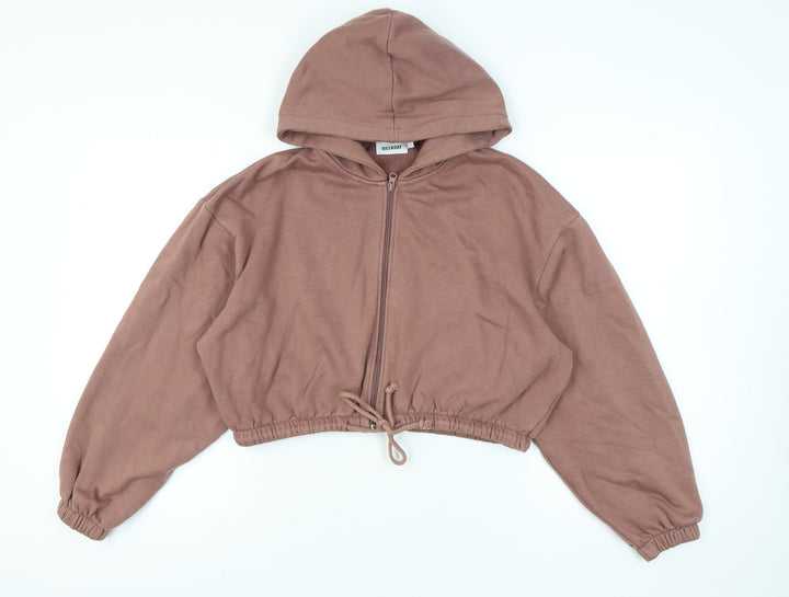 Weekday Women Brown Full Zip Hoodie Size S Cotton Blend Casual