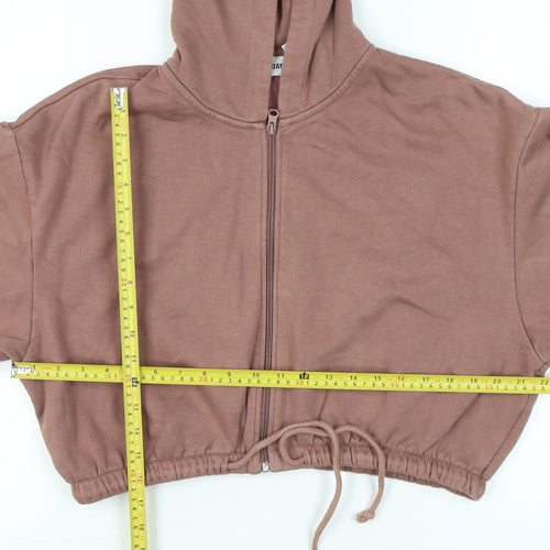 Weekday Women Brown Full Zip Hoodie Size S Cotton Blend Casual