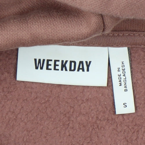 Weekday Women Brown Full Zip Hoodie Size S Cotton Blend Casual
