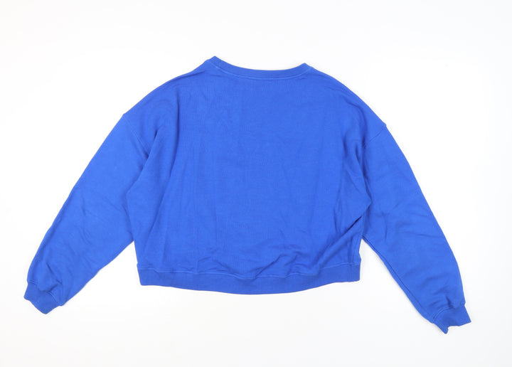 River Island Women’s Blue Relaxed Sweatshirt UK M Cotton Blend