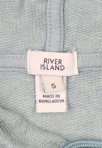 River Island Women’s Green Hoodie Small Pullover Cotton Casual