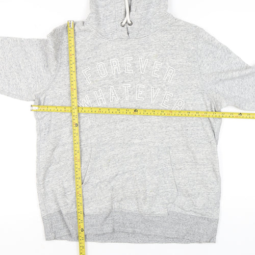 H&M Womens Grey Hoodie Sweatshirt L Graphic Print Pullover