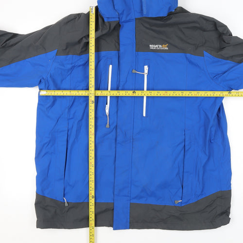 Regatta Men’s Blue XL Waterproof Hooded Outdoor Rain Jacket