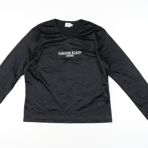 Calvin Klein Women’s Black Long Sleeve V-Neck T-Shirt L