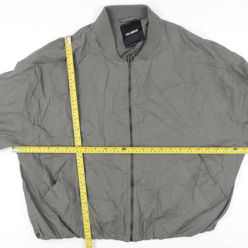 Pull&Bear Women’s Grey Bomber Jacket Size 12 Full Zip Casual