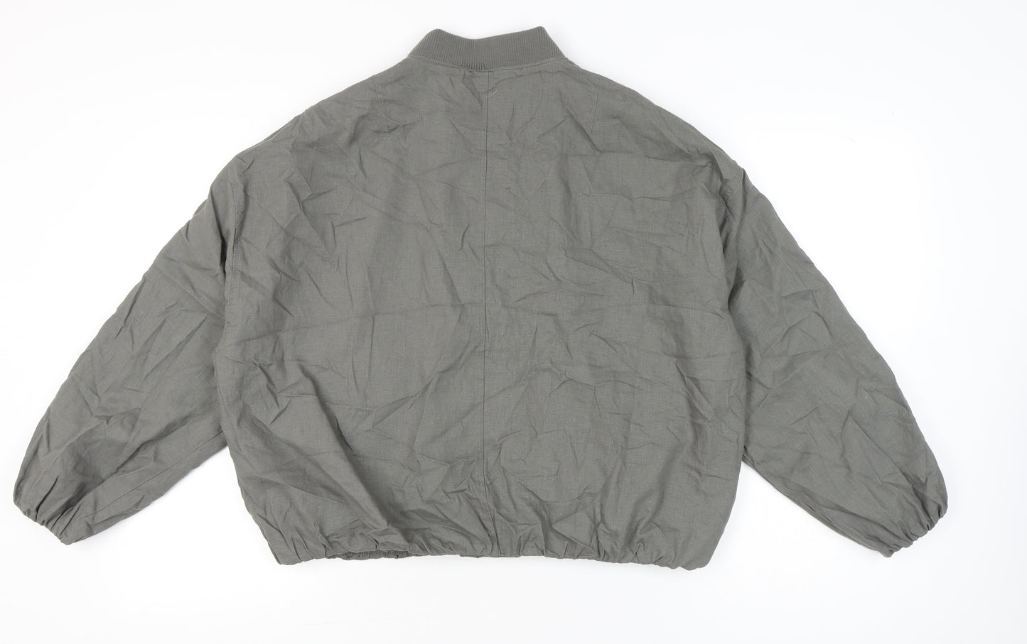 Pull&Bear Women’s Grey Bomber Jacket Size 12 Full Zip Casual
