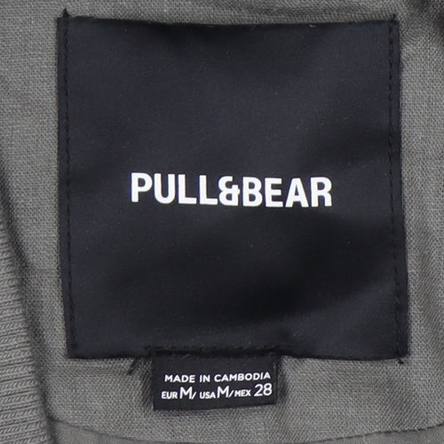 Pull&Bear Women’s Grey Bomber Jacket Size 12 Full Zip Casual