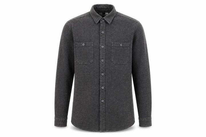 Topman Men's Grey Cotton Herringbone Button-Up Shirt S