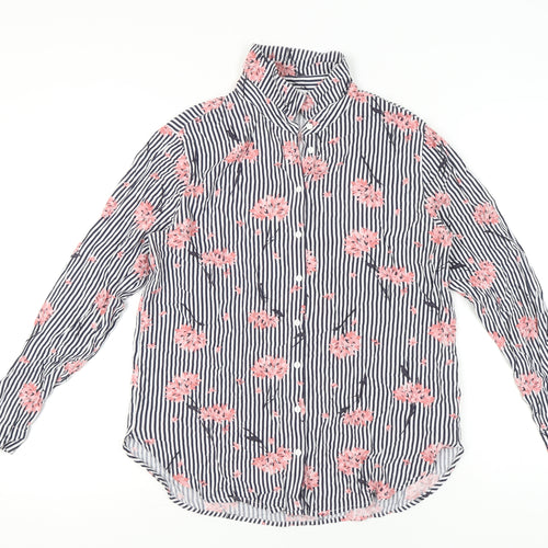 Warehouse Women’s Multicoloured Floral Stripe Button-Up Shirt UK 12