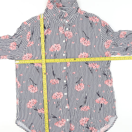 Warehouse Women’s Multicoloured Floral Stripe Button-Up Shirt UK 12