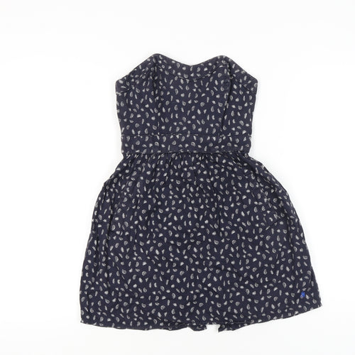 Jack Wills Womens Blue Paisley Strapless Cotton Dress UK 8