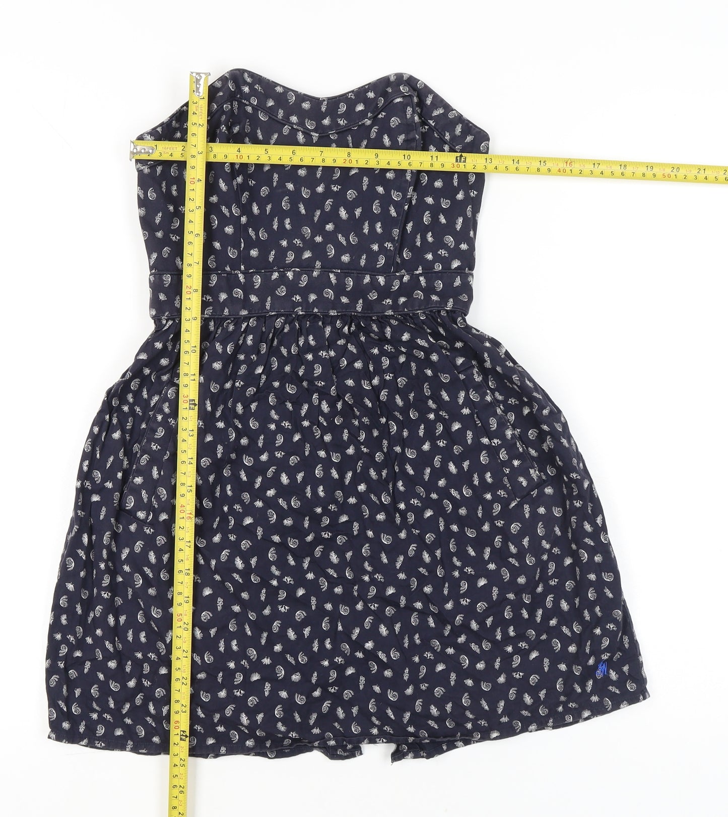 Jack Wills Womens Blue Paisley Strapless Cotton Dress UK 8
