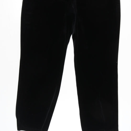 Marks and Spencer Womens Black Velvet Straight Trousers Size 16 Short
