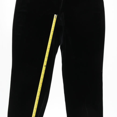 Marks and Spencer Womens Black Velvet Straight Trousers Size 16 Short
