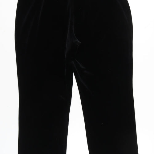 Marks and Spencer Womens Black Velvet Straight Trousers Size 16 Short
