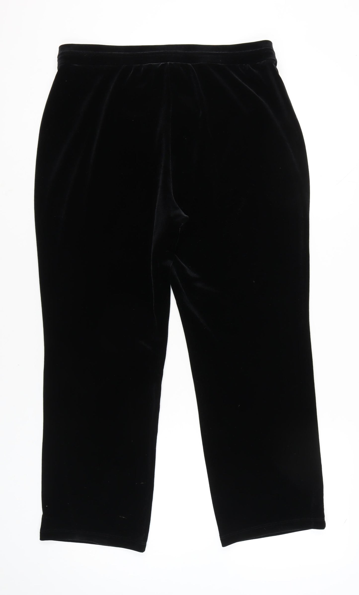 Marks and Spencer Womens Black Velvet Straight Trousers Size 16 Short