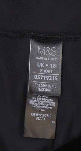 Marks and Spencer Womens Black Velvet Straight Trousers Size 16 Short