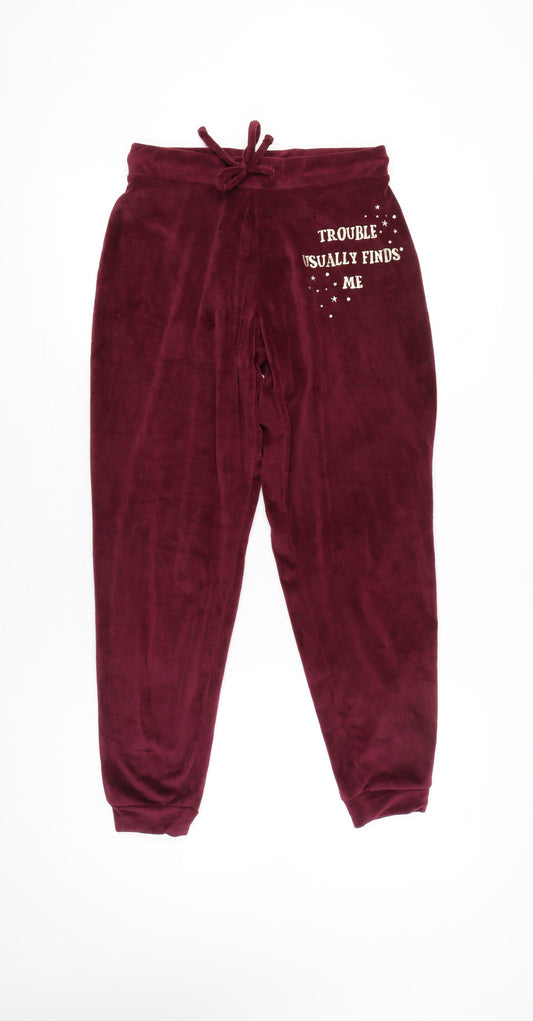 Harry Potter Women’s Red Velour Embroidered Pyjama Pants Size 10-12