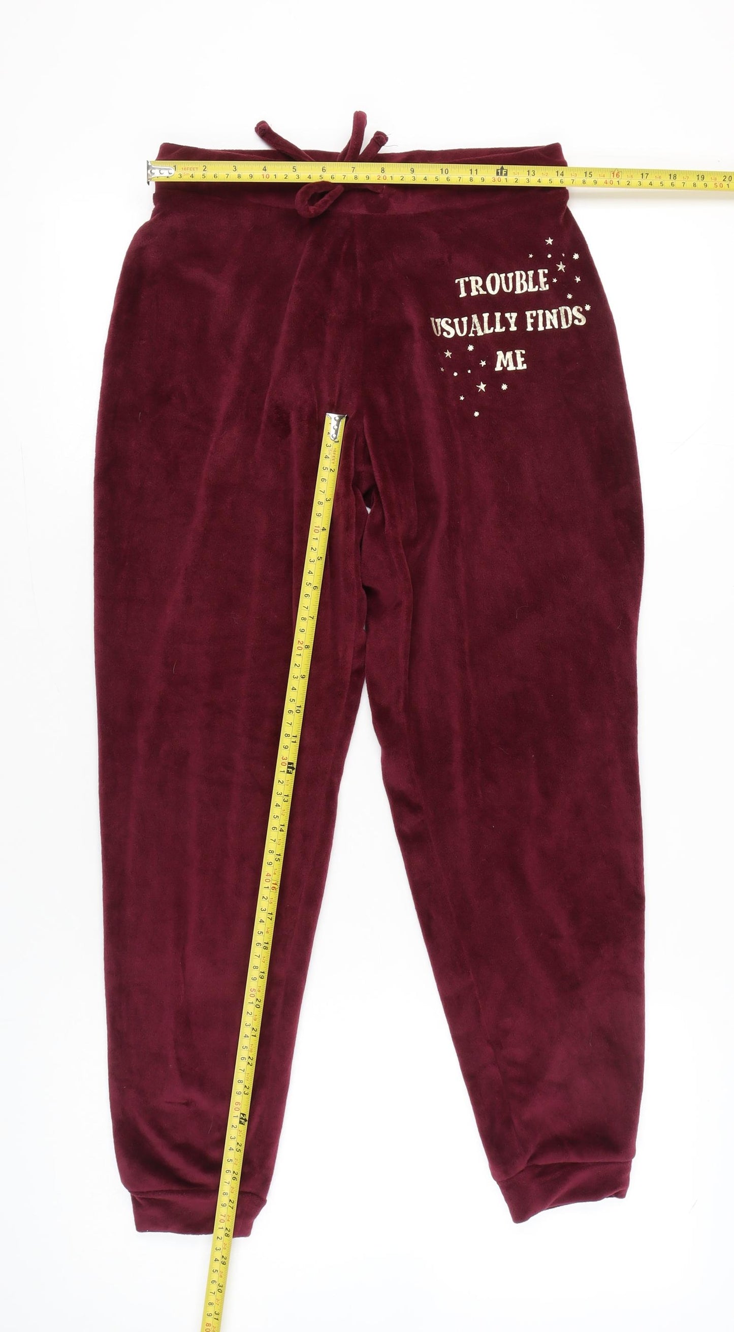 Harry Potter Women’s Red Velour Embroidered Pyjama Pants Size 10-12