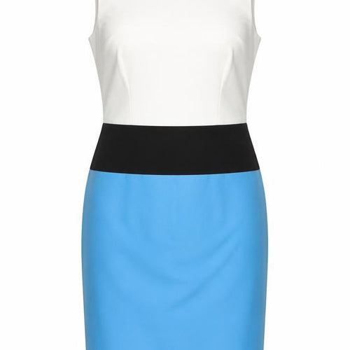 Orsay Womens White Black Blue Colourblock Sheath Dress Size 14