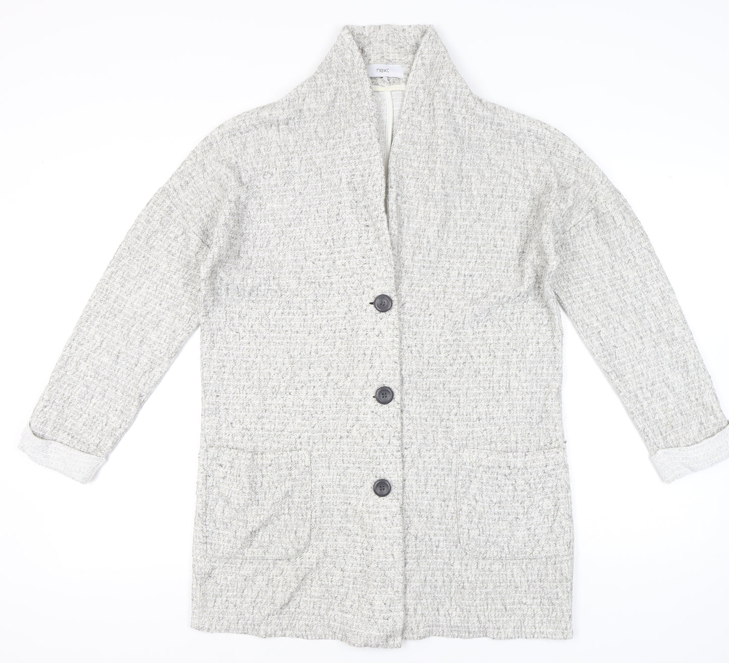 Next Women’s Grey Knit Cardigan UK 10 Long Sleeve Collared