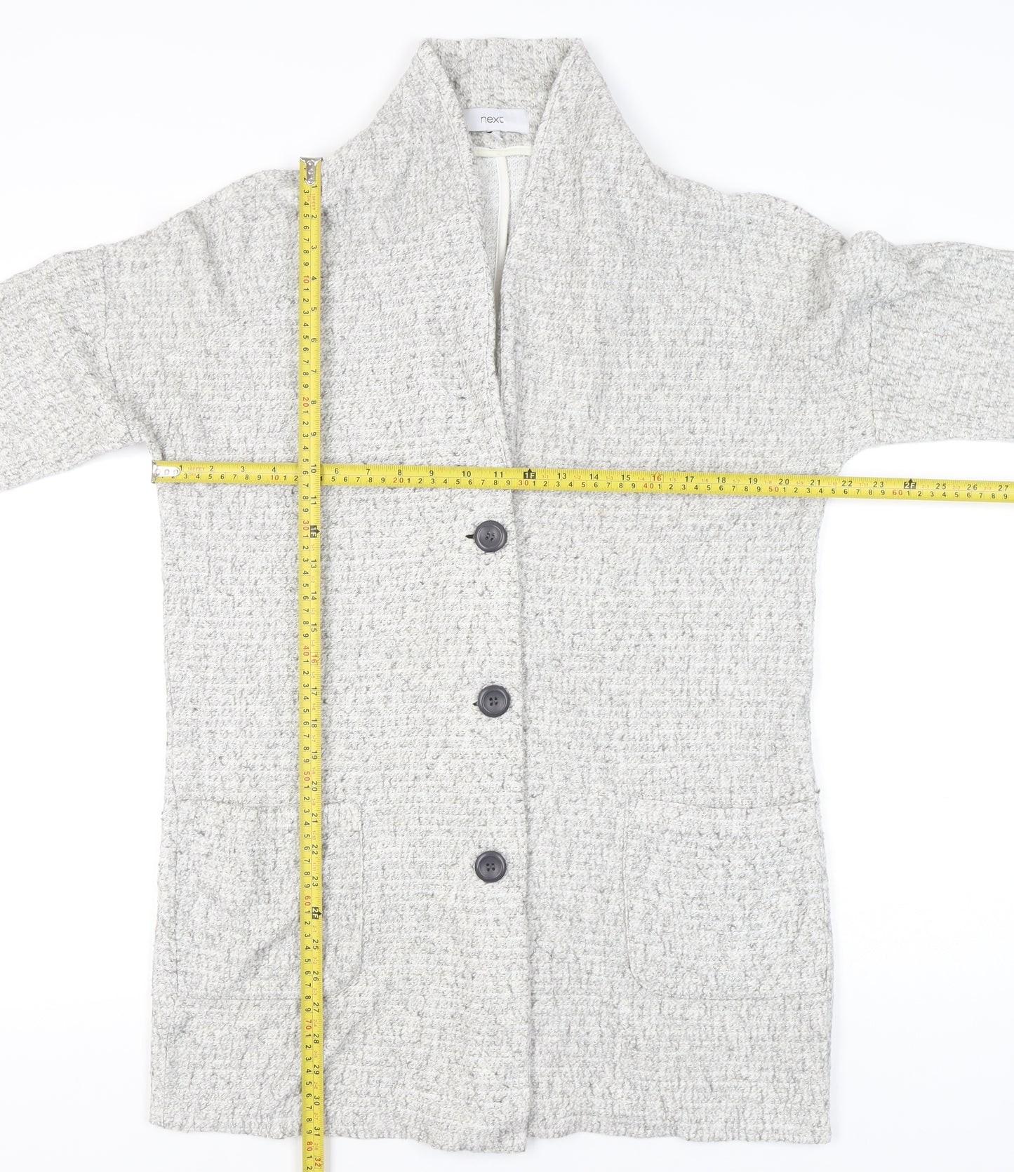 Next Women’s Grey Knit Cardigan UK 10 Long Sleeve Collared