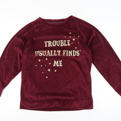 Harry Potter Women’s Red Velour Pyjama Top Size 10-12 Glitter Print