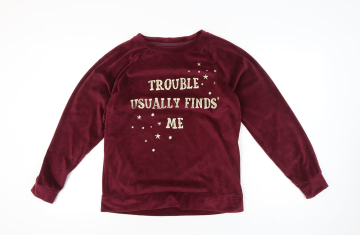 Harry Potter Women’s Red Velour Pyjama Top Size 10-12 Glitter Print