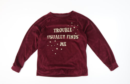 Harry Potter Women’s Red Velour Pyjama Top Size 10-12 Glitter Print