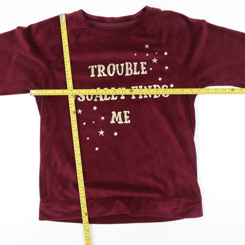 Harry Potter Women’s Red Velour Pyjama Top Size 10-12 Glitter Print
