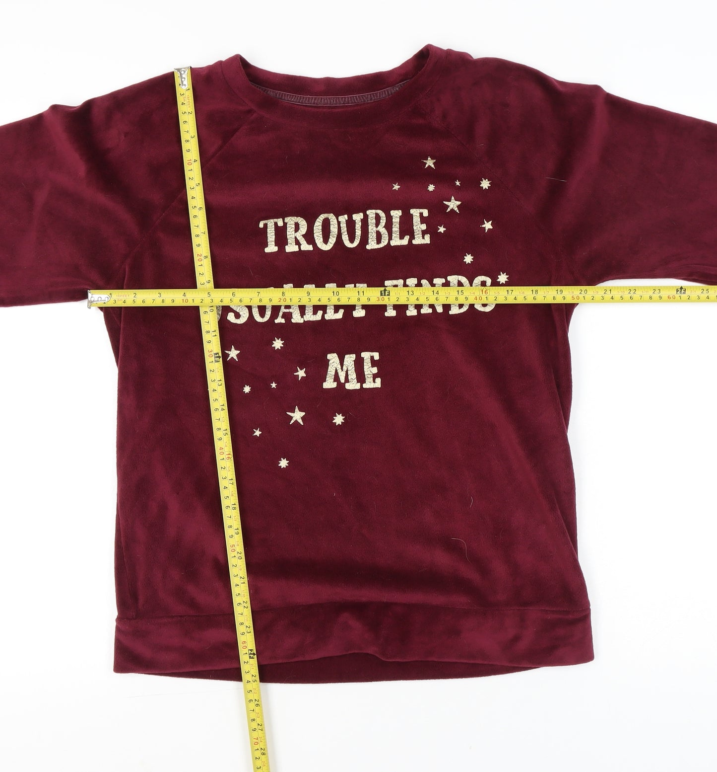 Harry Potter Women’s Red Velour Pyjama Top Size 10-12 Glitter Print