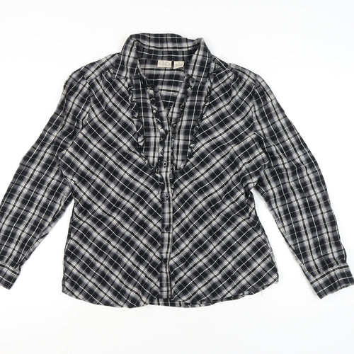 Vintage DCC Womens Black Plaid Cotton Button Up Shirt XL