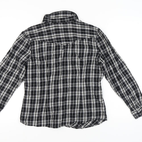 Vintage DCC Womens Black Plaid Cotton Button Up Shirt XL