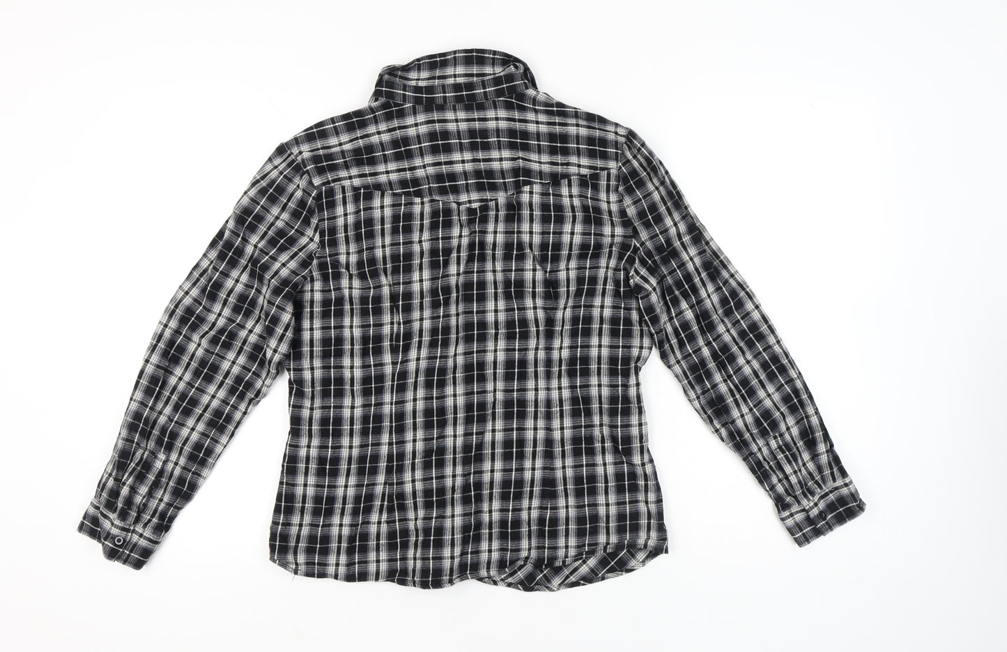 Vintage DCC Womens Black Plaid Cotton Button Up Shirt XL