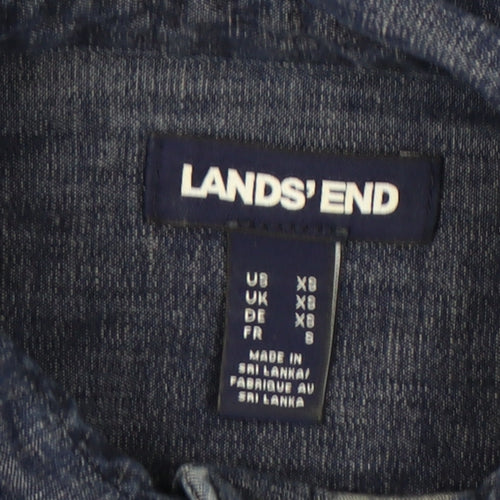 Lands' End Women’s Blue Denim Shirt Dress XS Long Sleeve Belted