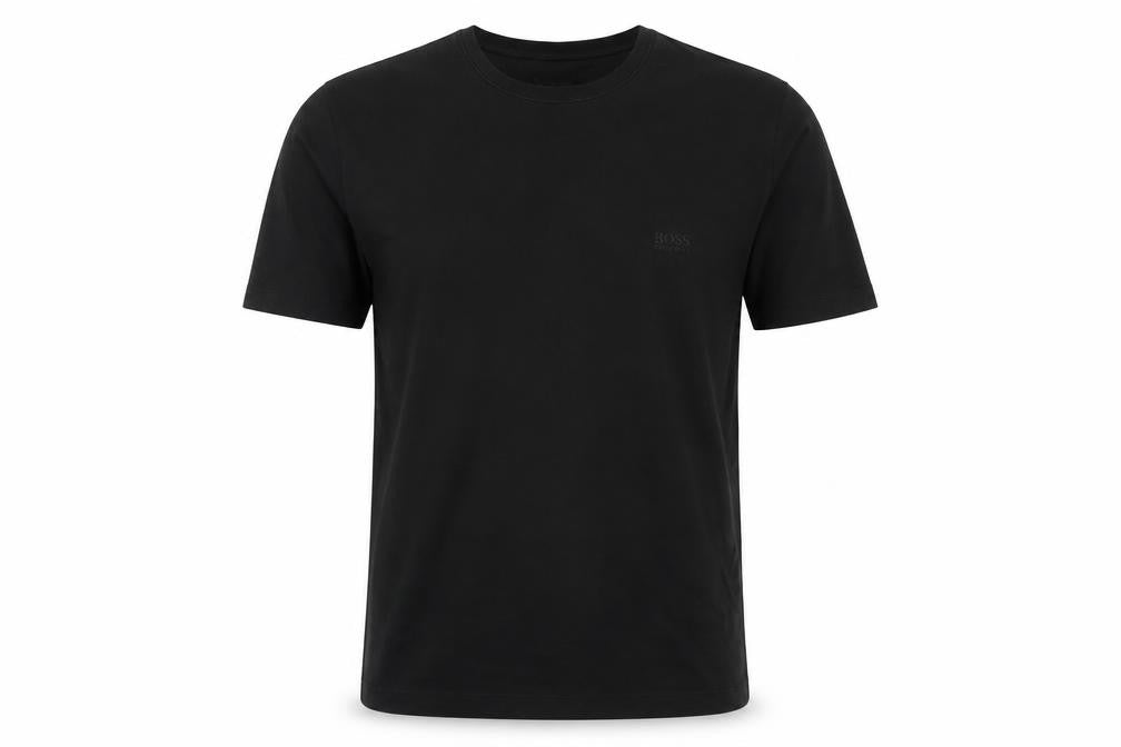 Front view of Hugo Boss Men's Black Medium Crew Neck Cotton T-Shirt