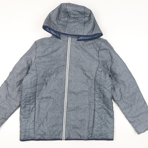 Nathalie Andersen Womens Blue Hooded Puffer Jacket Size M
