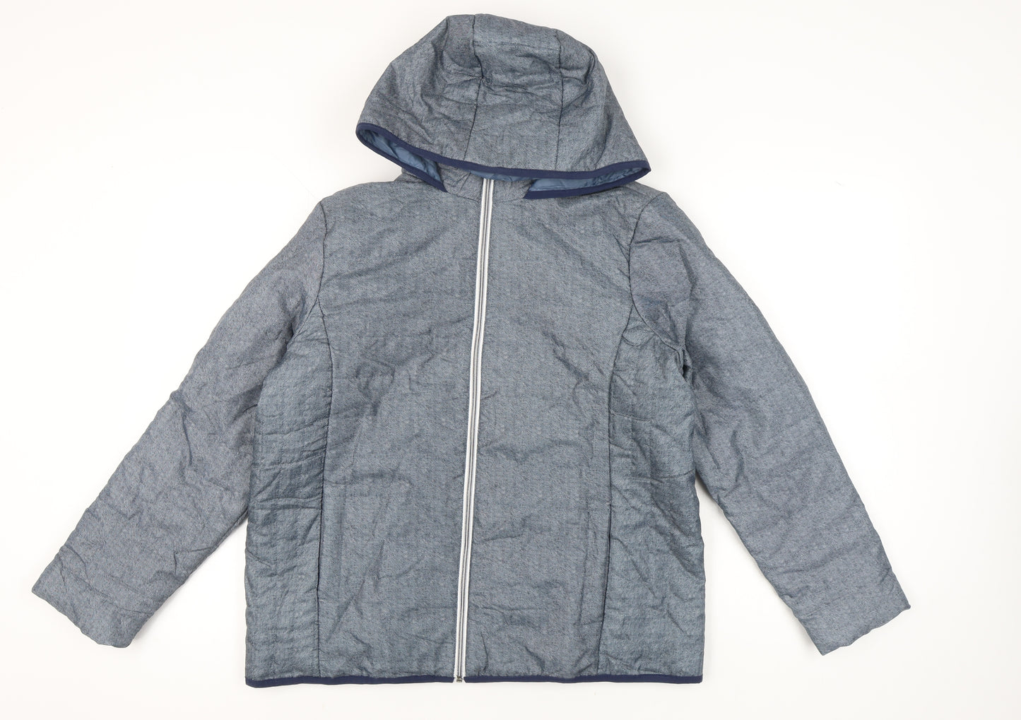 Nathalie Andersen Womens Blue Hooded Puffer Jacket Size M