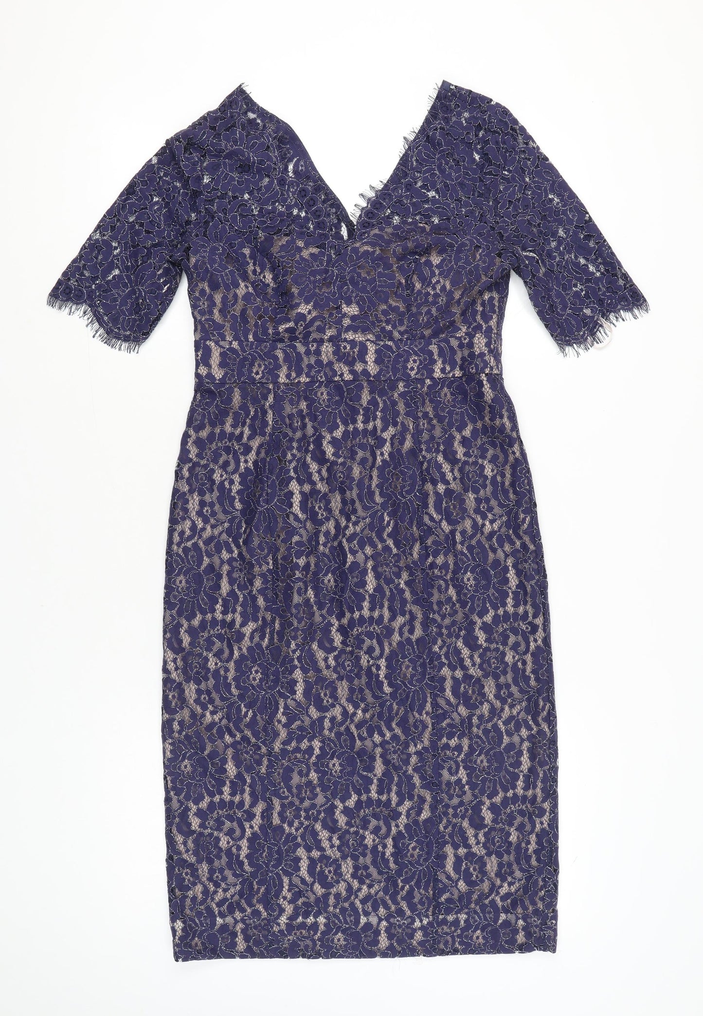 Monsoon Women’s Blue Lace Sheath Knee Length Dress UK 10