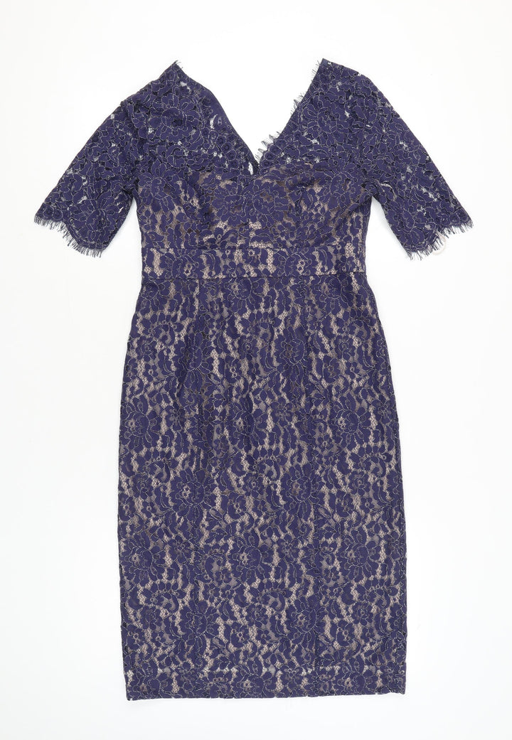 Monsoon Women’s Blue Lace Sheath Knee Length Dress UK 10