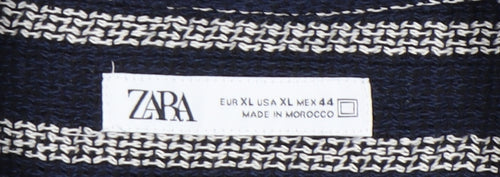 Zara Men’s Blue Striped Cotton Blend Short Sleeve XL Shirt