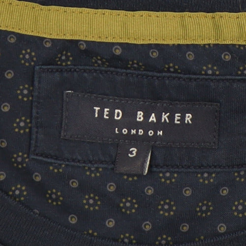 Ted Baker Mens Medium Blue Crew Neck Geometric Sleeve Cotton T-Shirt