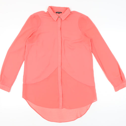 Warehouse Womens Pink Long Sleeve Chiffon Blouse UK 12
